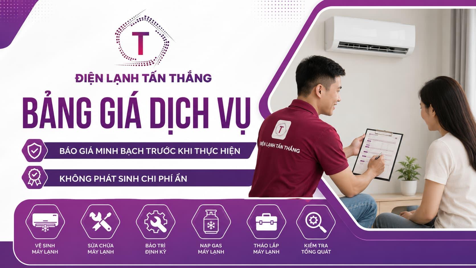 Bảng giá dịch vụ ĐIỆN LẠNH TẤN THẮNG